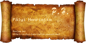 Pályi Henrietta névjegykártya